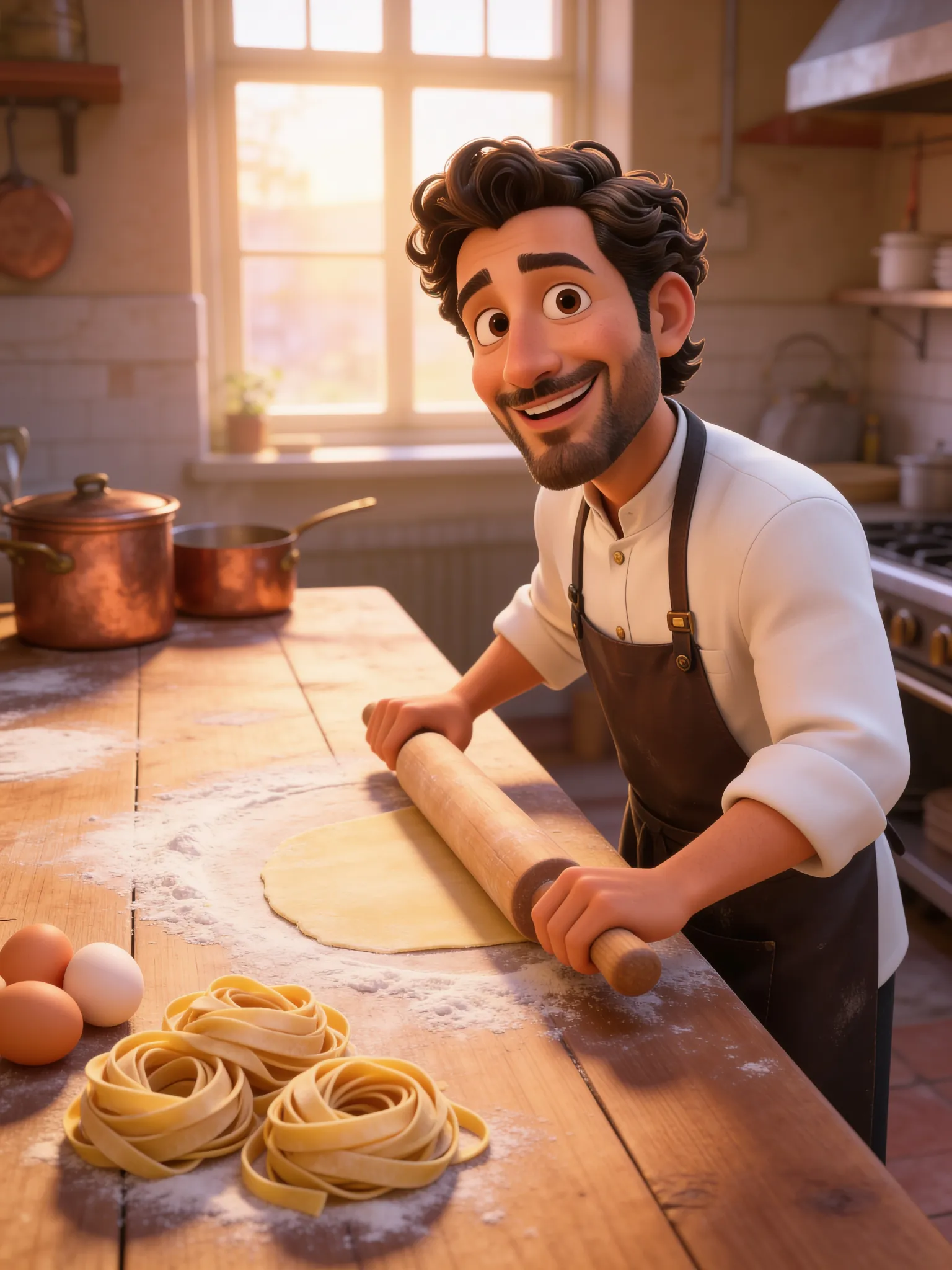 Chef Marco tira la pasta fresca al mattino