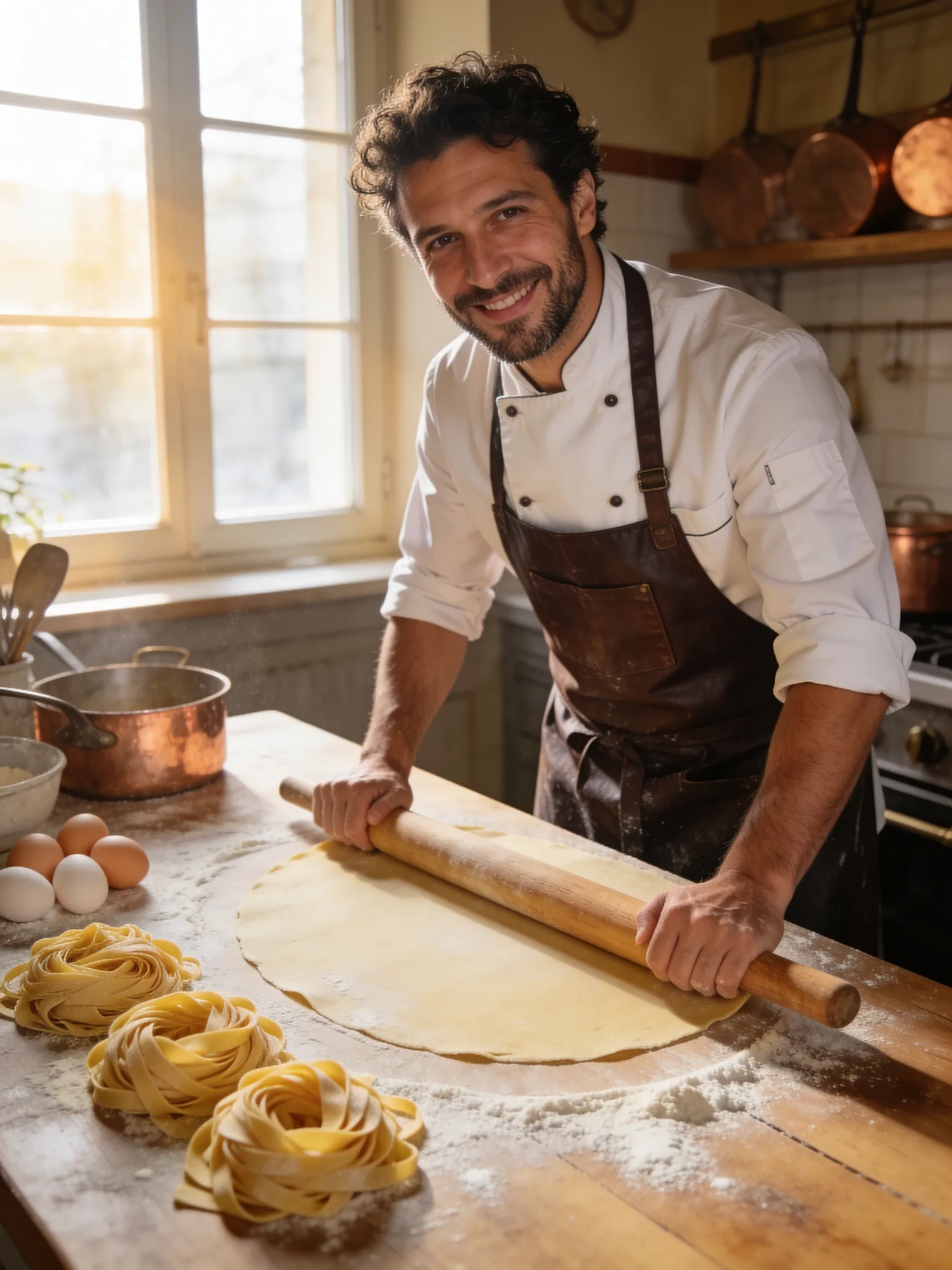 Chef Marco tira la pasta fresca al mattino