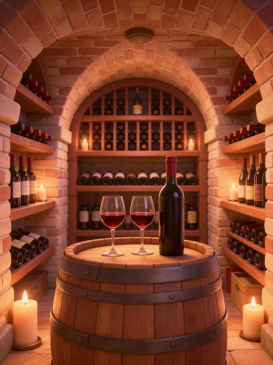 La cantina con le bottiglie